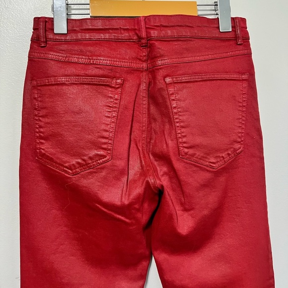 Zara Trafaluc Red Coated Denim Jeans with Zipper - 6 - Picture 10 of 11